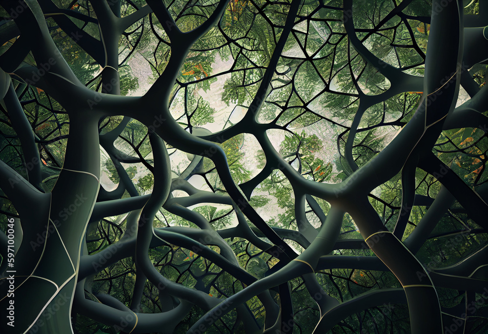 Poster stained window in the park generative ai technology.
