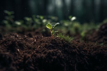 Tiny flora sprouting from the soil. Generative AI