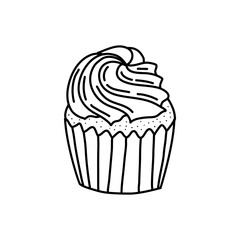 Hand drawn cupcakes. Vintage illustration. Element for the design of labels, packaging and postcards.
