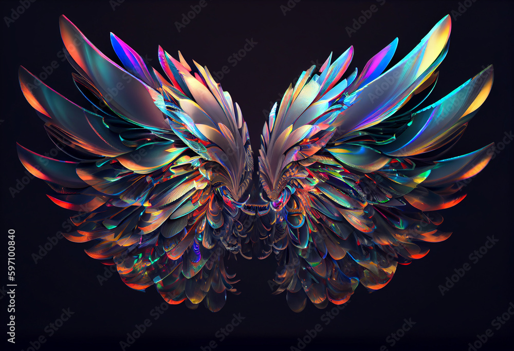 Poster A swirling vortex of feathers and wings. Generative AI technology.