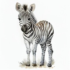 Fototapeta na wymiar baby zebra watercolor style Generative AI