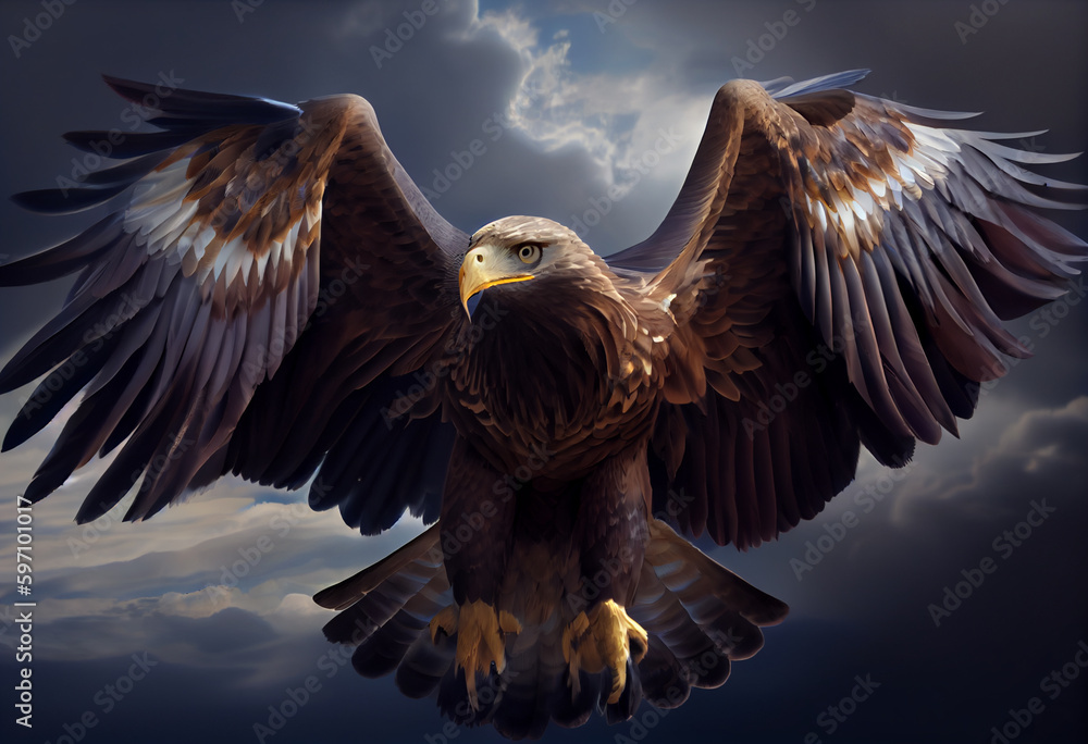 Aufkleber a pair of majestic eagle wings spread wide, soaring through the clouds. generative ai technology.