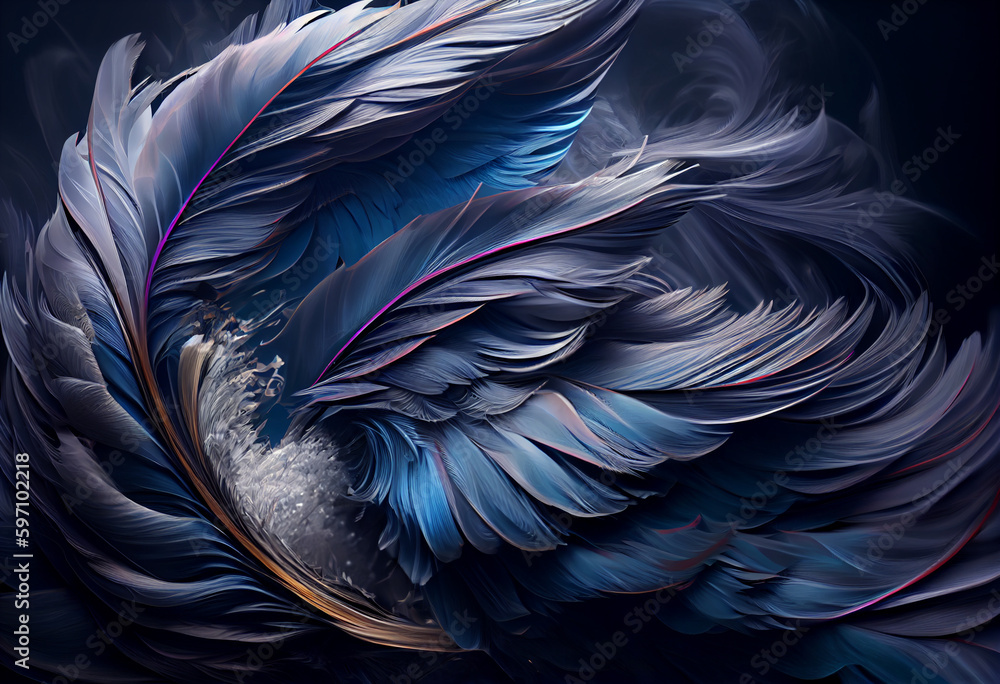 Poster a swirling vortex of feathers and wings. generative ai technology.