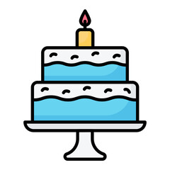 Birthday Cake Line Color Icon