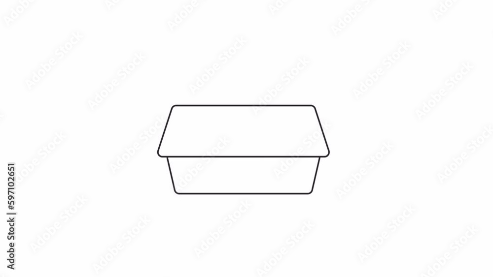 Poster animated bw bouncing lunch box. black and white thin line icon 4k video footage for web design. prem