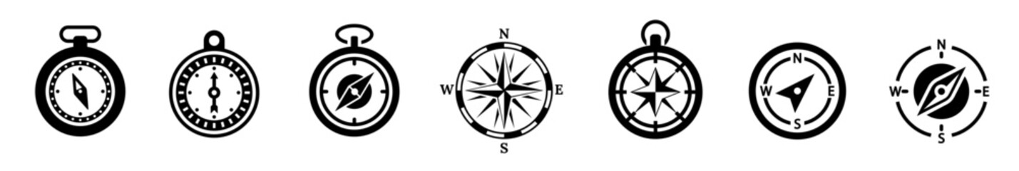 Compasses icons set. Vector illustration