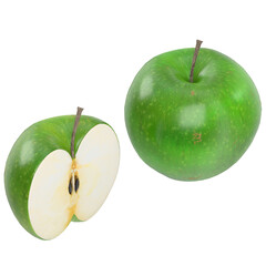3D rendering illustration of two Granny Smith green apples