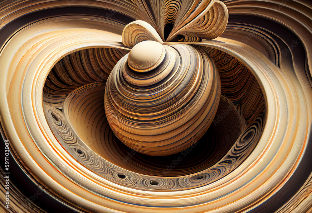Poster A complex, multi-layered pattern of interlocking shapes that resembles the rings of Saturn Generative AI technology.