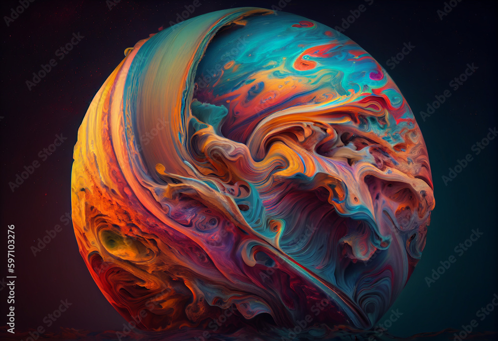 Aufkleber a vibrant, swirling mass of colors and textures that resembles the surface of jupiter. generative ai