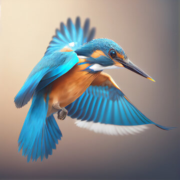 Kingfisher in flight | Kingfisher flying | Kingfisher in the sky | Generative AI | Hyper realistic | Photo-realism | Digital art
