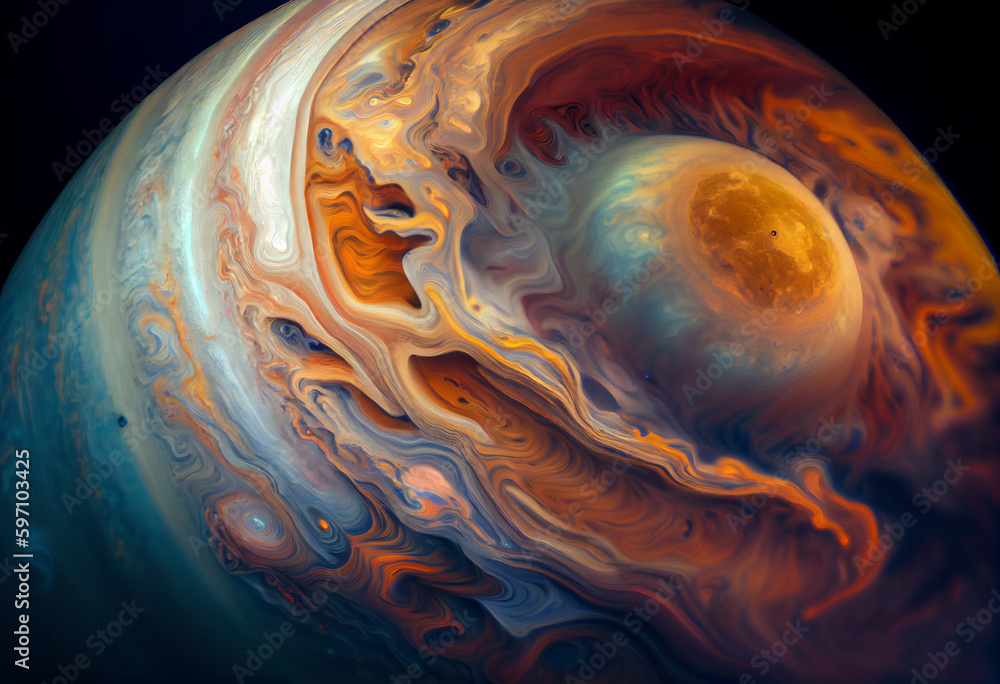 Aufkleber a vibrant, swirling mass of colors and textures that resembles the surface of jupiter. generative ai