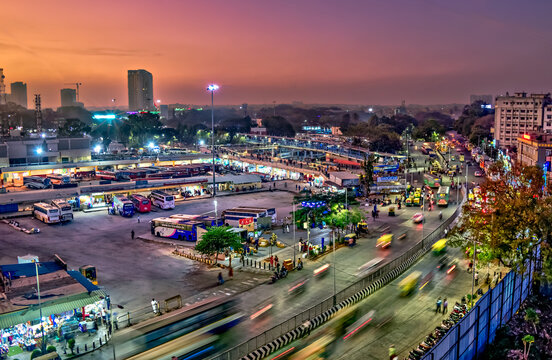 Long exposure night image of Bangalore(Bengaluru) central bus stand at night.