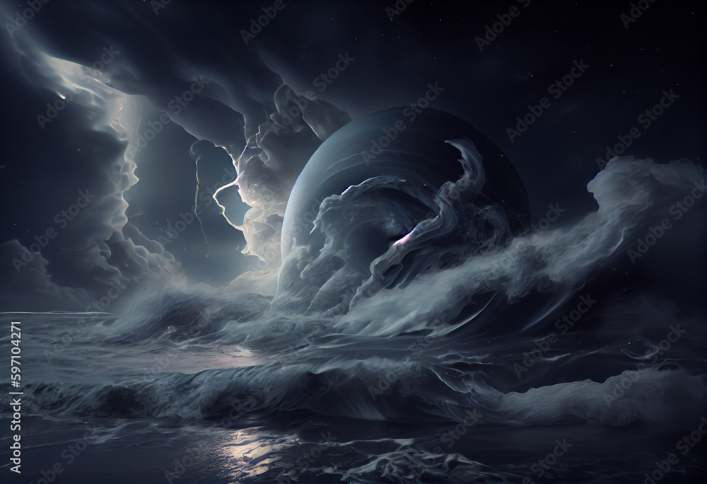 Aufkleber a turbulent and stormy atmosphere that resembles the surface of neptune. generative ai technology.