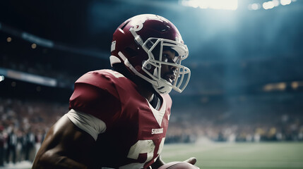 Sportsman player, American football players action on the stadium - Generative AI