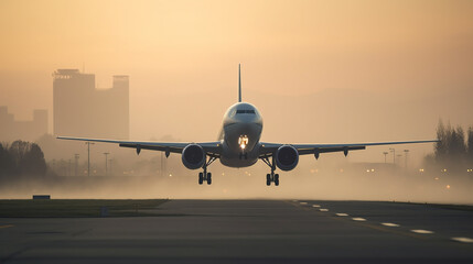 Fototapeta na wymiar airplane landing at the airport