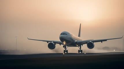 Fototapeta na wymiar airplane landing at the airport