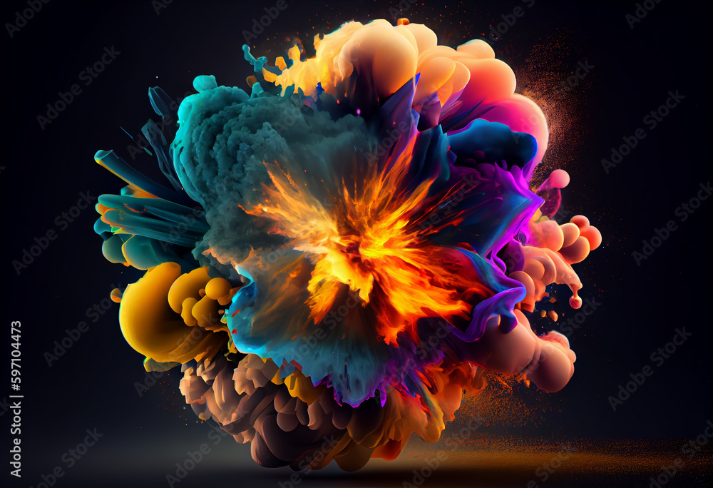 Aufkleber a cosmic explosion of intermingling colors and shapes. generative ai technology.