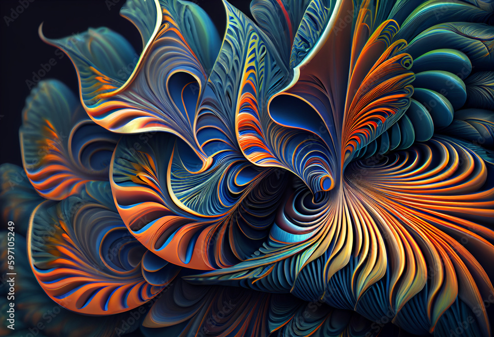 Aufkleber a vibrant, swirling pattern of interlocking shapes that resembles a fairy's wings. generative ai tec