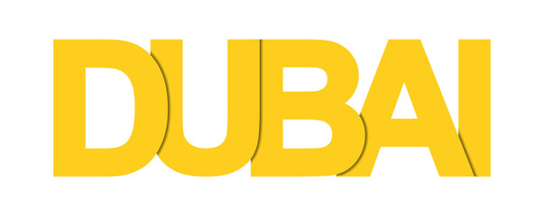 DUBAI. Color banner with the name of the city. Banner for design
