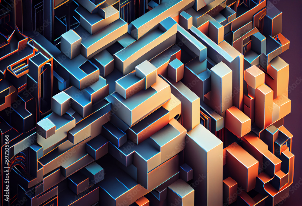 Leinwandbilder an intricate pattern of interlocking polygons that resemble a digital model. generative ai technolog