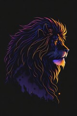 Roaring Majesty: A Vibrant Watercolor Lion Head Vector Design