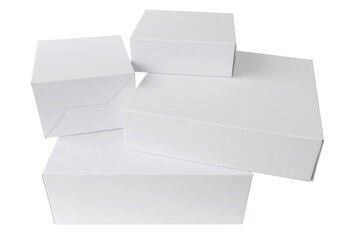 cardboard boxes, stack of closed white boxes, cut out