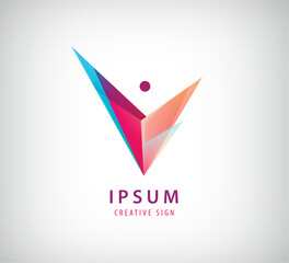 Vector man, human, person logo. Health and leader icon, body shape. Triangle geometric style.