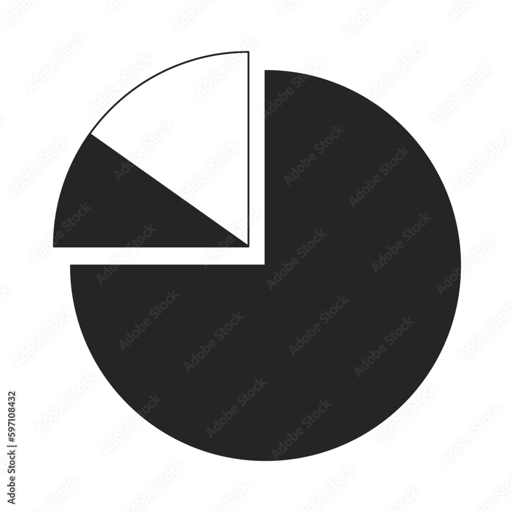 Poster pie diagram splitted into slices flat line black white vector icon. data management. editable cartoo