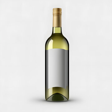bottle wine blank white background realistic one  created with generative AI