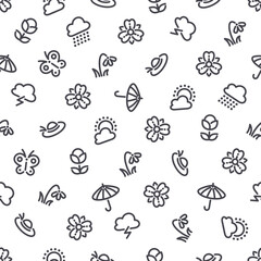 Spring Seamless Pattern with Icons