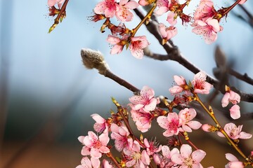 Beautiful branches of fresh pink flower blossoms