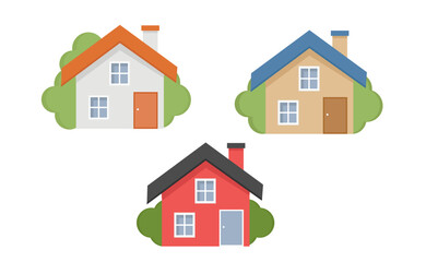 House vector set icon in flat style isolated on white background.