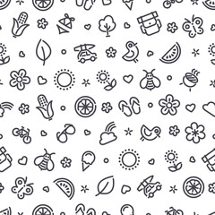 Summer Seamless Pattern with Icons