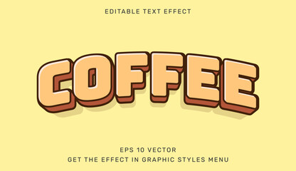 Coffee editable text effect template in 3d style