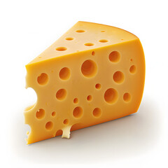 cheese blank white background realistic  created with generative AI