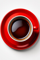 Close up of cup of coffee on saucer and saucer. Generative AI
