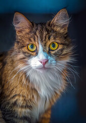 Portrait of Siberian Longhair Cat. Close-up, portrait of the pet.