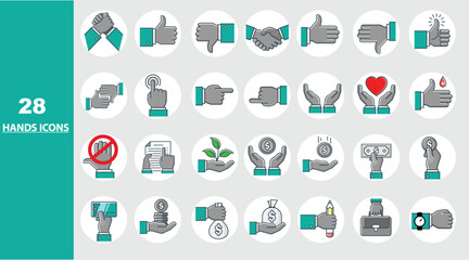 large set of Hands Icon, Business, Health