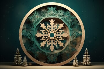 modern conceptual Luxury Wooden snowflakes, Generative AI