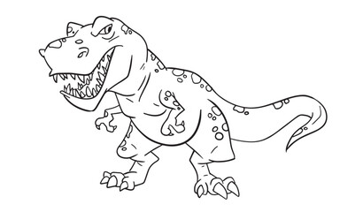 Cartoon tyrannosaurus coloring book. Outline vector illustration for coloring book. Vector sheet icon