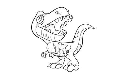 Cartoon tyrannosaurus coloring book. Outline vector illustration for coloring book. Vector sheet icon