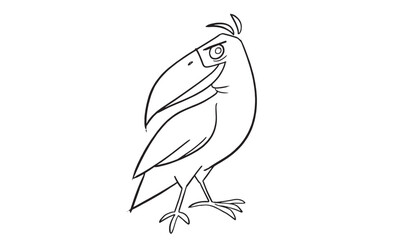 wicked crow for hallowen party coloring pages. Halloween coloring page with spooky objects, hand drawn cute Halloween coloring sheet. Doodle style. Outline vector illustration for coloring book.