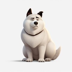 Akita dog illustration cartoon 3d isolated on white. Generative AI