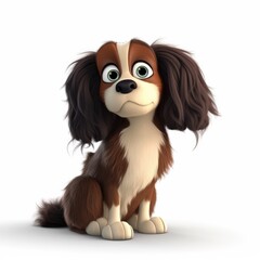 Obraz premium English Toy Spaniel dog illustration cartoon 3d isolated on white. Generative AI