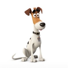 Fototapeta premium Fox Terrier Smooth dog illustration cartoon 3d isolated on white. Generative AI
