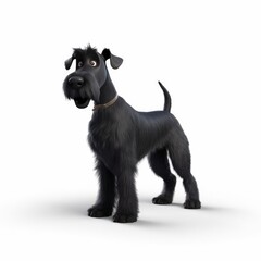 Giant Schnauzer dog illustration cartoon 3d isolated on white. Generative AI