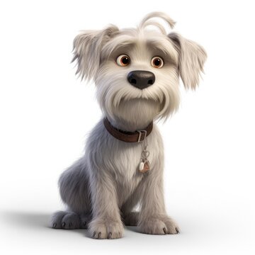 Dandie Dinmont Terrier dog illustration cartoon 3d isolated on white. Generative AI