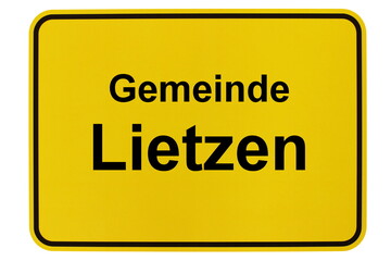Illustration eines Ortsschildes der Gemeinde Lietzen in Brandenburg