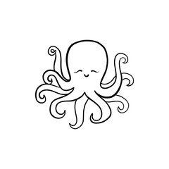 Cute Octopus Cartoon Vector Illustration for design element