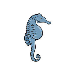 Seahorse, Scandinavian style hippocampus, hand drawn, beautiful detailed turquoise